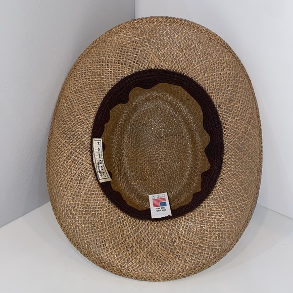 Kangol Sunstoppers Straw Hat in tan w colored band. Sun Protection VTG VGUC - Picture 13 of 14
